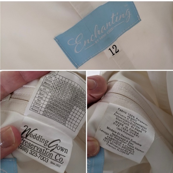 Enchanting Mon Cheri A-Line Lace Tulle Cap Sleeve Short Wedding Dress - Picture 9 of 13